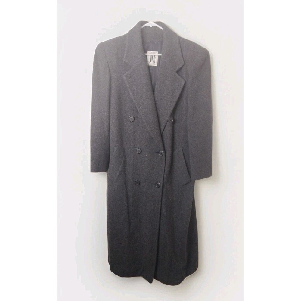 VTG Jones New York 100% Wool Dark Gray long winter coat Double-breasted (READ)